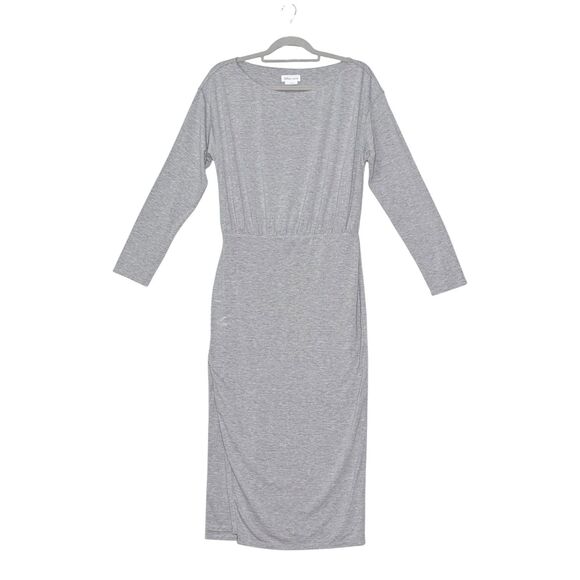 Revolve Lovers + Friends Sz M Maxi Blouson Dress Side Slit Long Sleeve Boat Neck - Picture 6 of 10